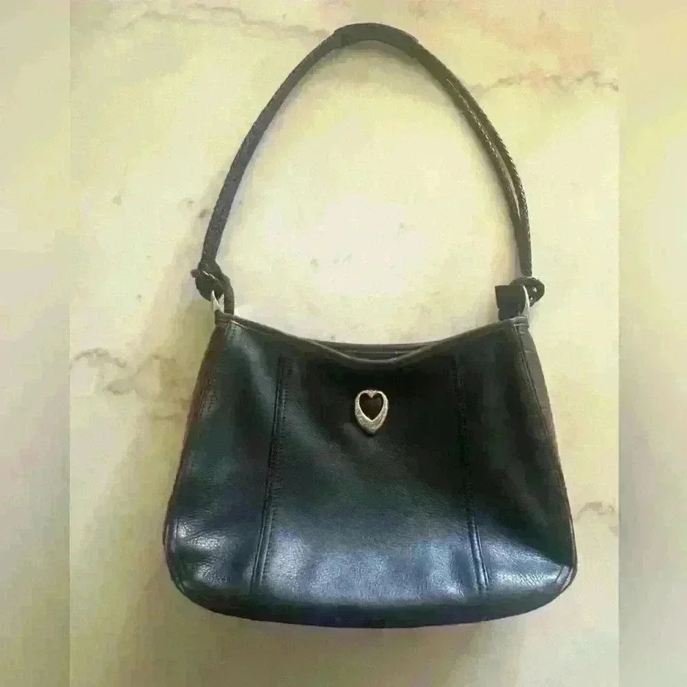 Vintage Brighton brown leather hobo bag with silver hardware great condition